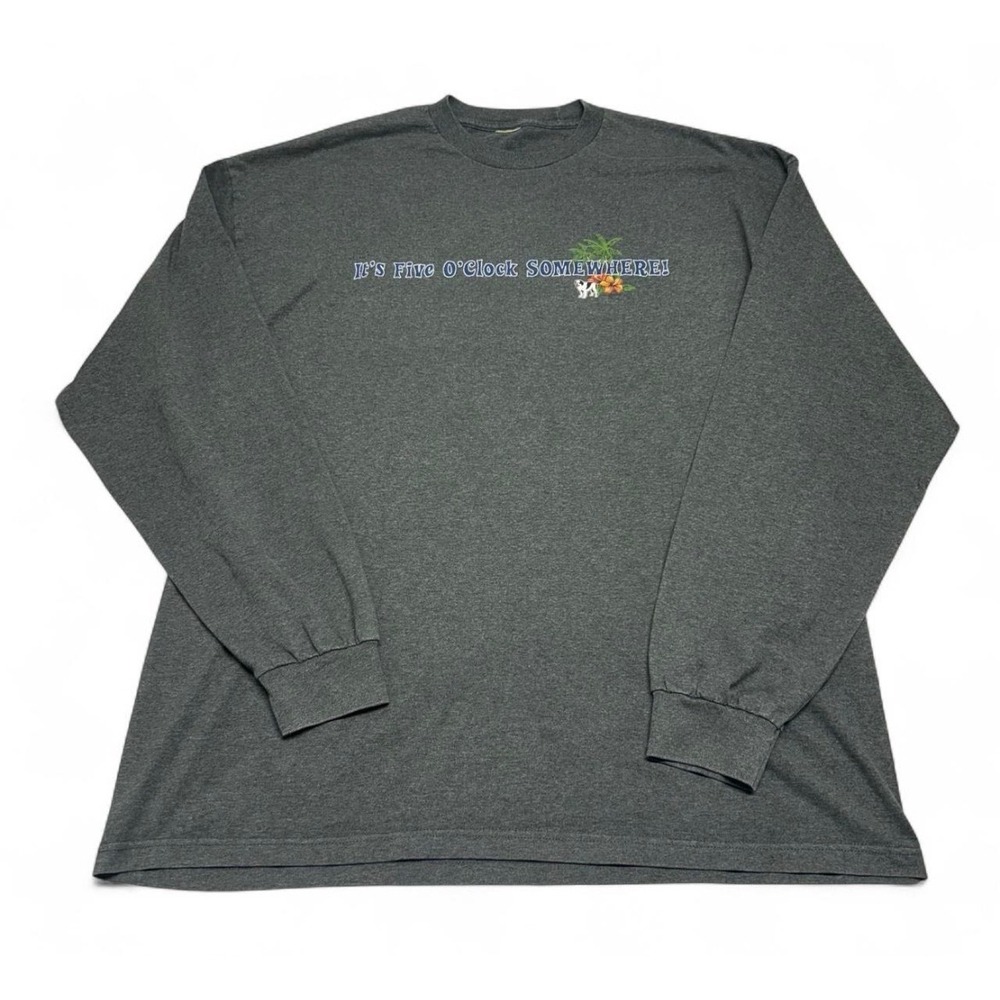 Big Dogs Mens Its Five OClock Somewhere Graphic Long Sleeve Tee Grey 0181